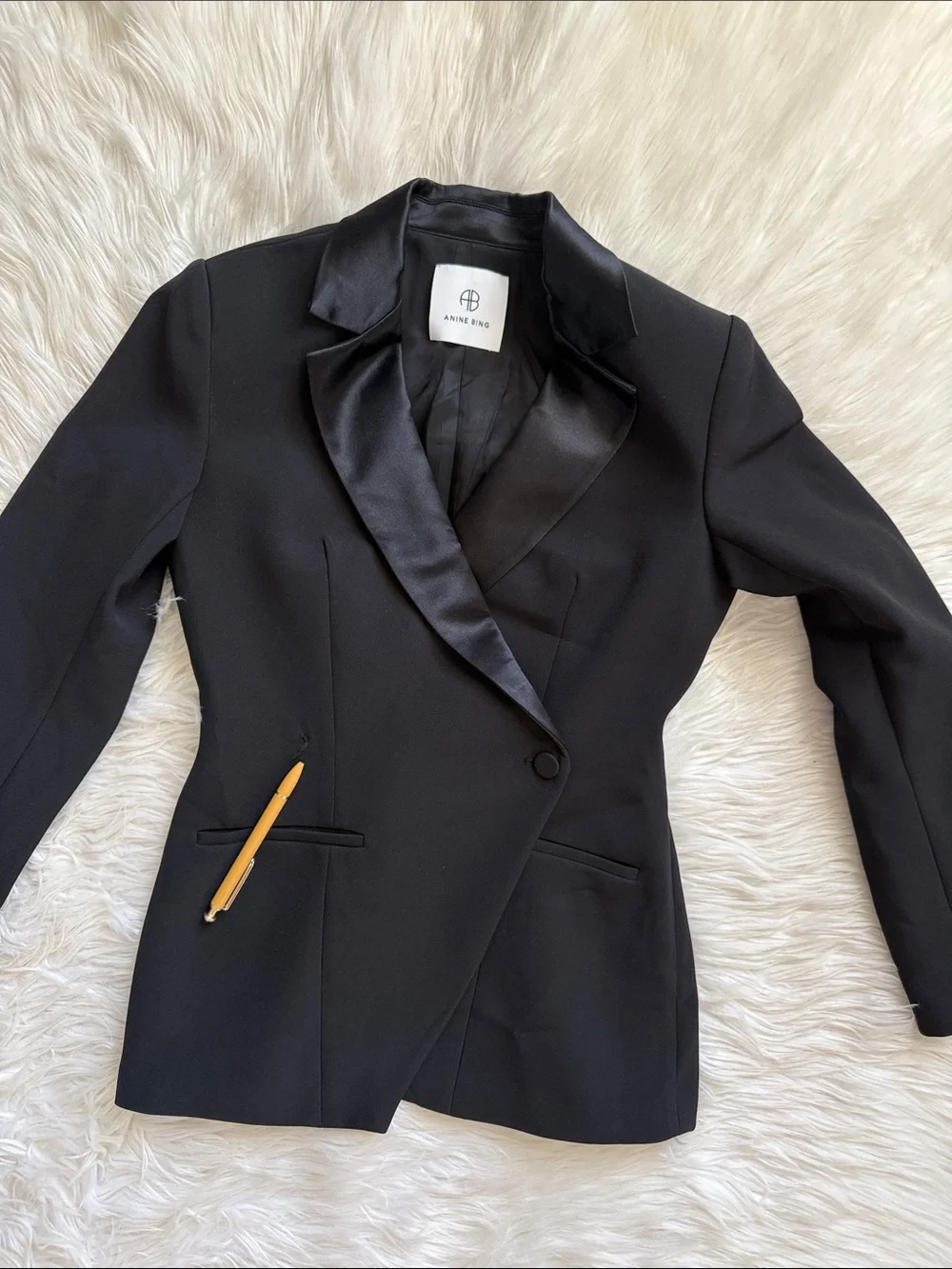 Anine Bing Ade Black Tuxedo Blazer Size S/P